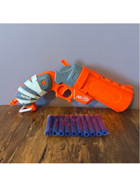 NERF Fortnite Super Flare Blaster Orange Gray w 10 Darts Toy Gun